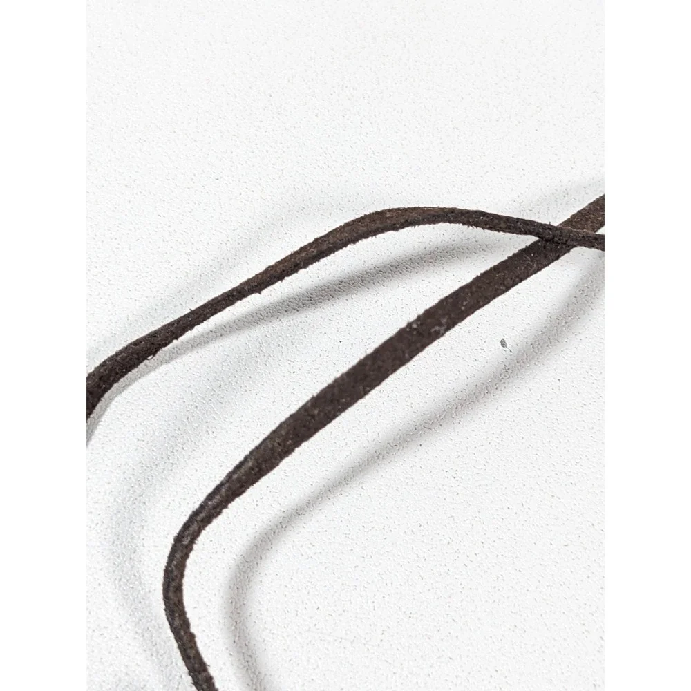 Beachy Tribal Boho Bronze Tone Spiral Square‎ Pendant Cord Necklace 20 inch
